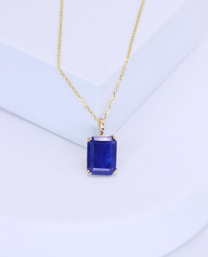 Lapiz Lazuli and 14k Solid Gold Pendant Necklace