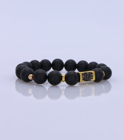 Men’s Matte Black Anchor Bead Bracelet.