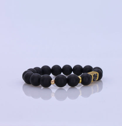 Men’s Matte Black Anchor Bead Bracelet.