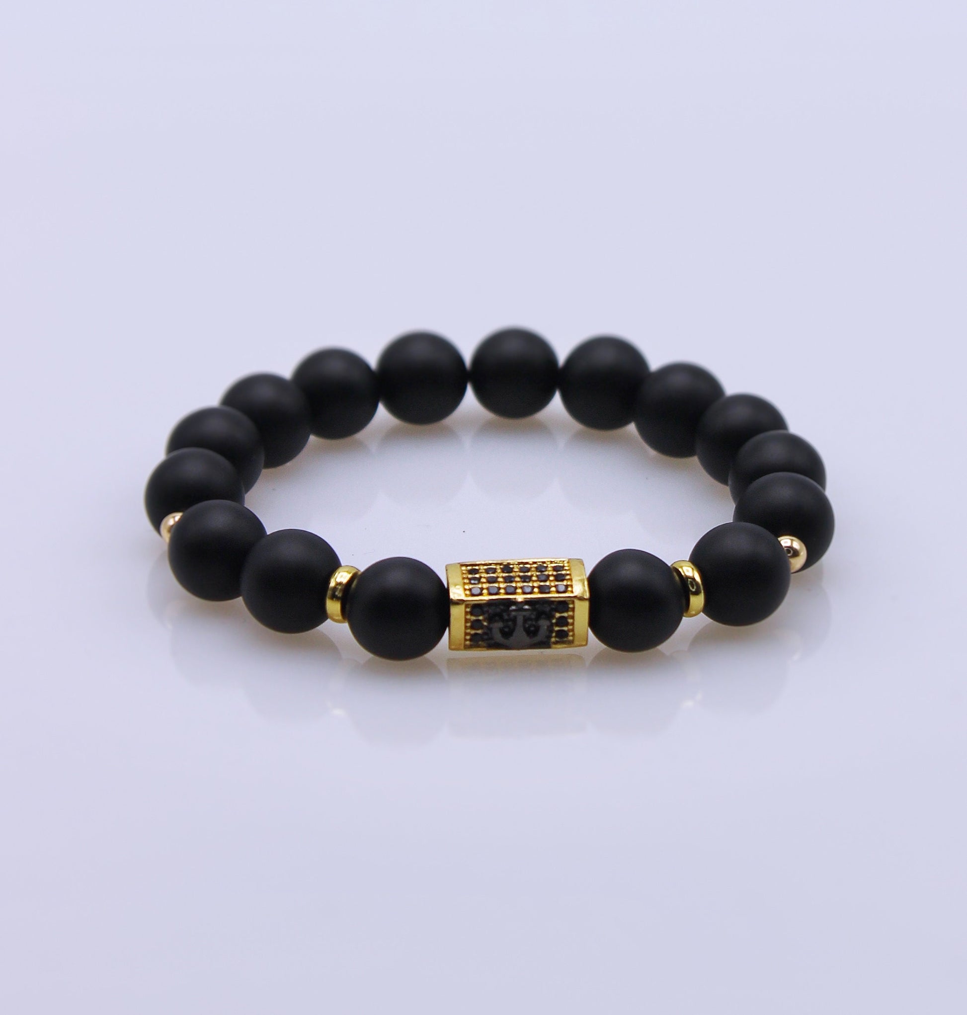 Men’s Matte Black Anchor Bead Bracelet.