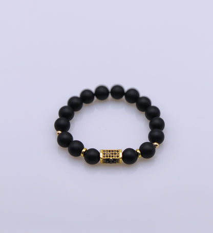 Men’s Matte Black Anchor Bead Bracelet.