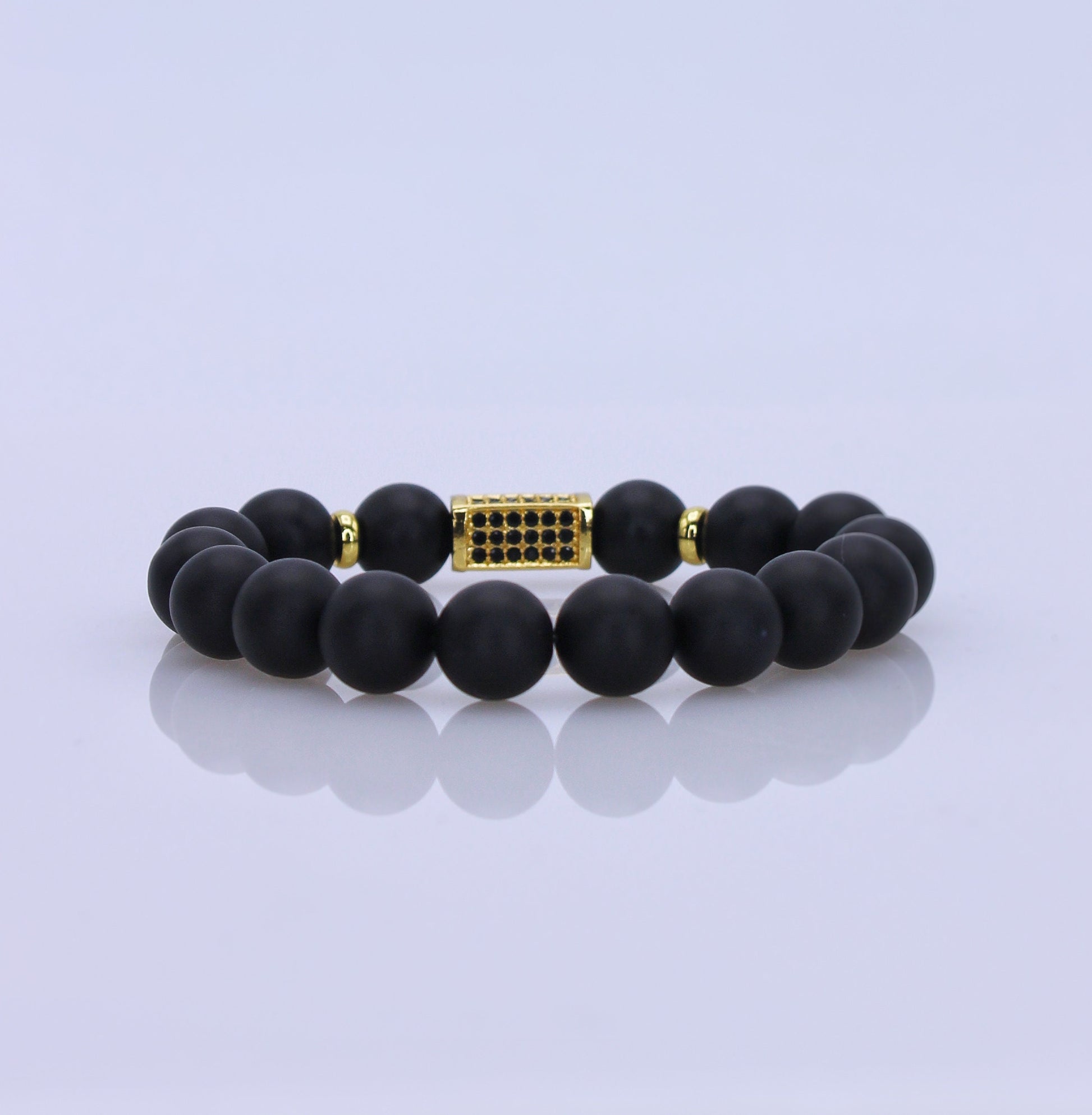 Men’s Matte Black Anchor Bead Bracelet.