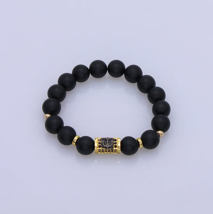 Men’s Matte Black Anchor Bead Bracelet.