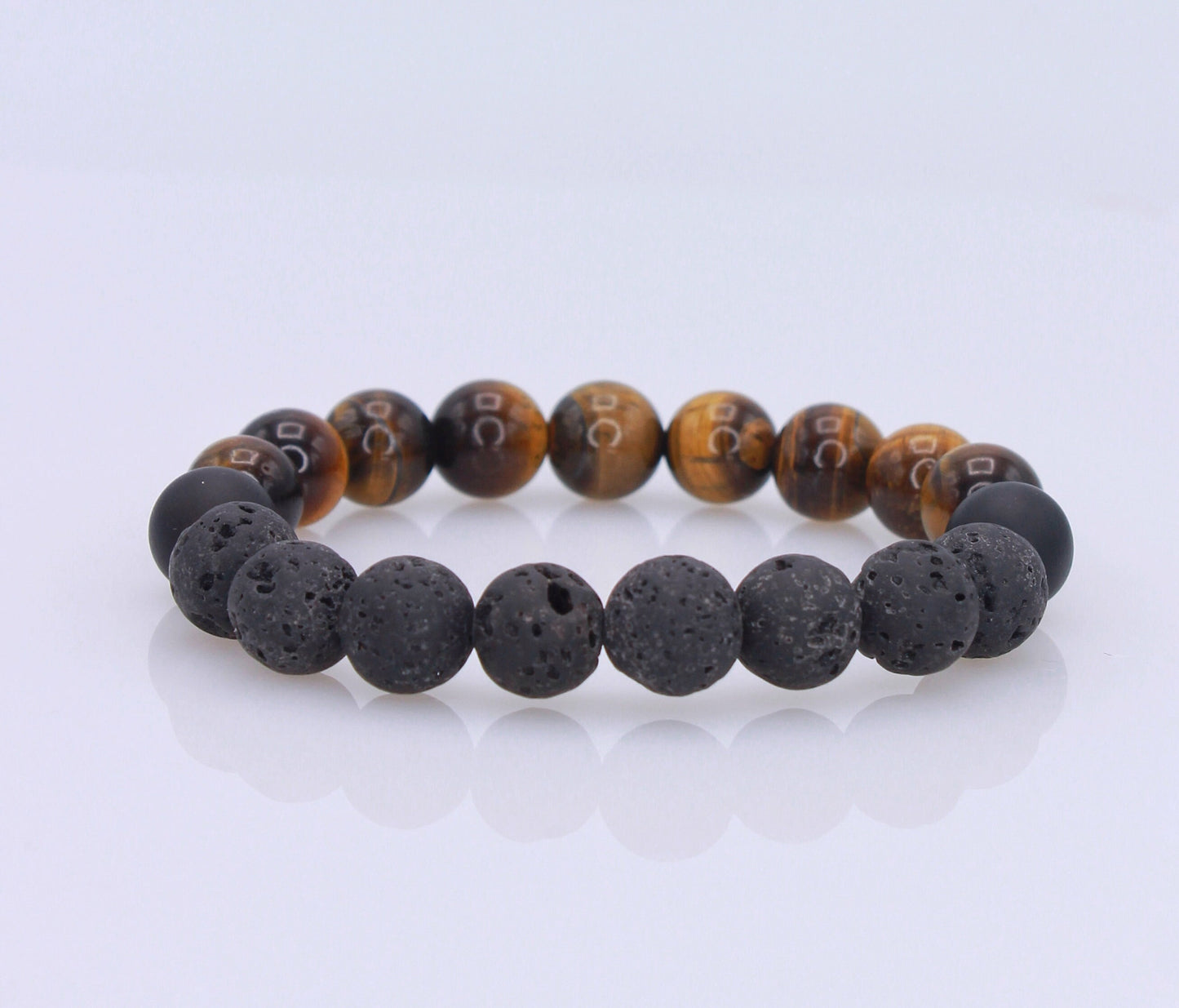 Men’s Lava and Tiger’s Eye Gemstone Bead Bracelet