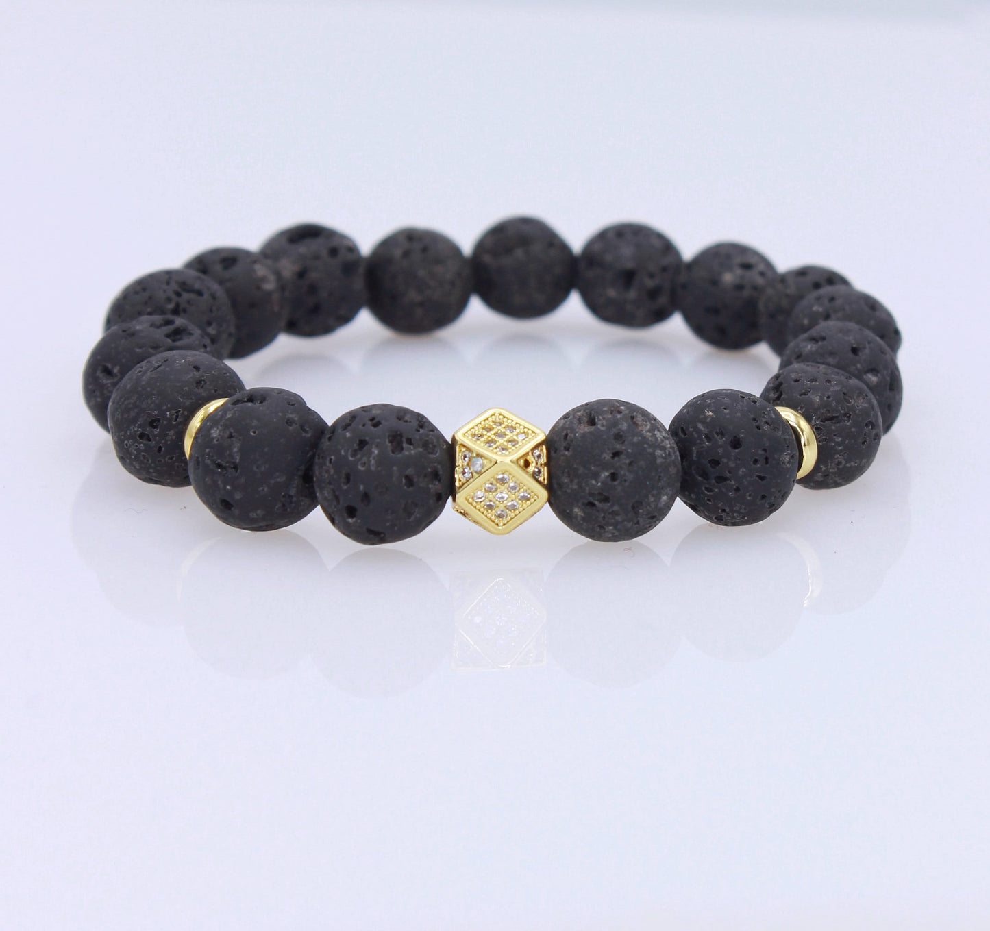 Lava Gemstone Bead Bracelet For Men