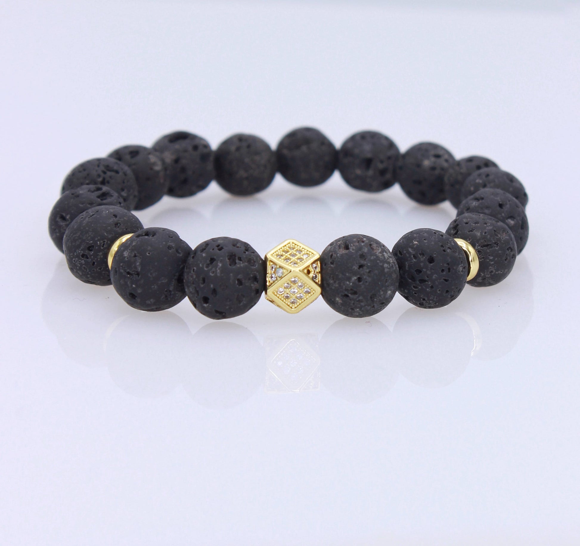 Lava Gemstone Bead Bracelet For Men