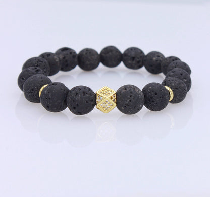 Lava Gemstone Bead Bracelet For Men