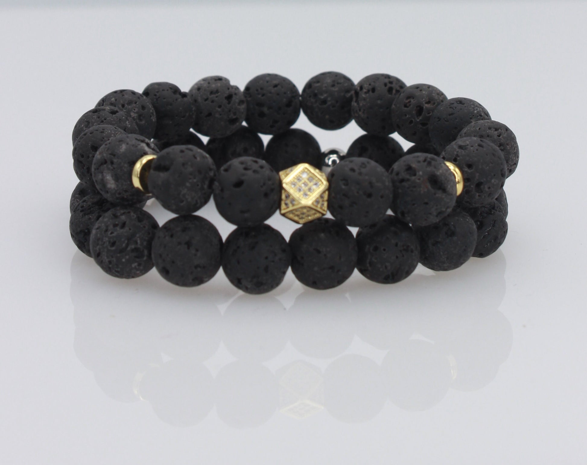 Lava Gemstone Bead Bracelet For Men