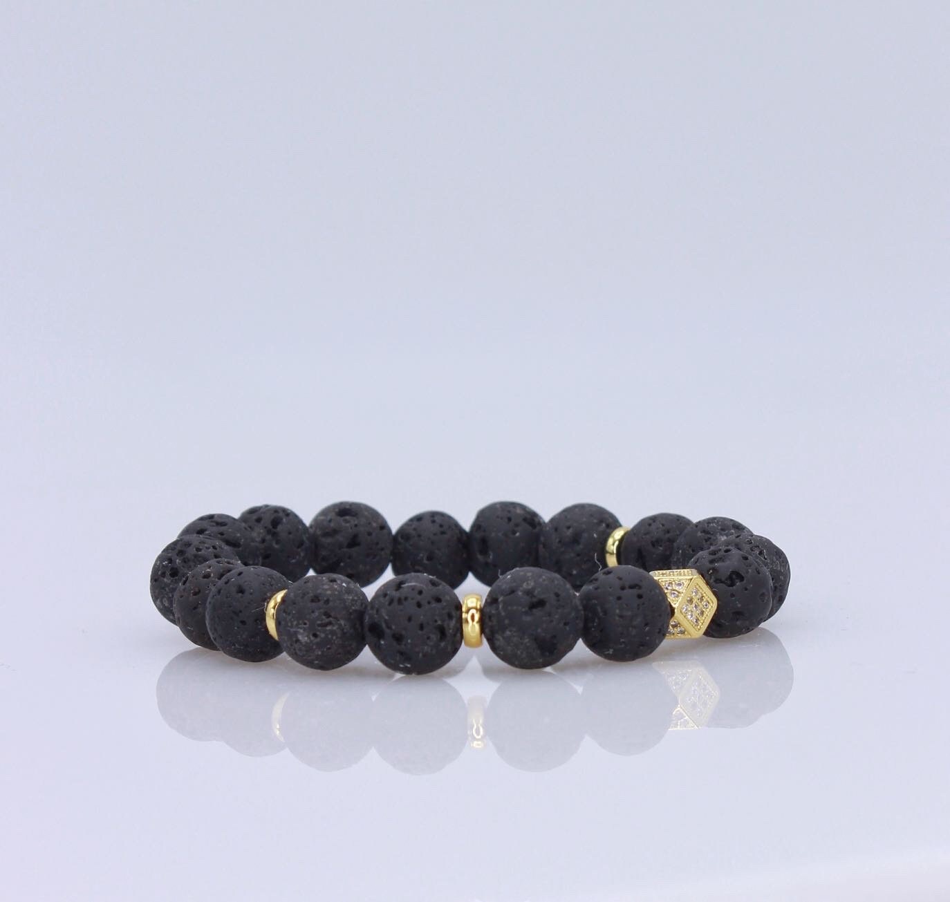 Lava Gemstone Bead Bracelet For Men