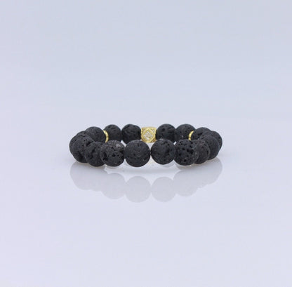 Lava Gemstone Bead Bracelet For Men