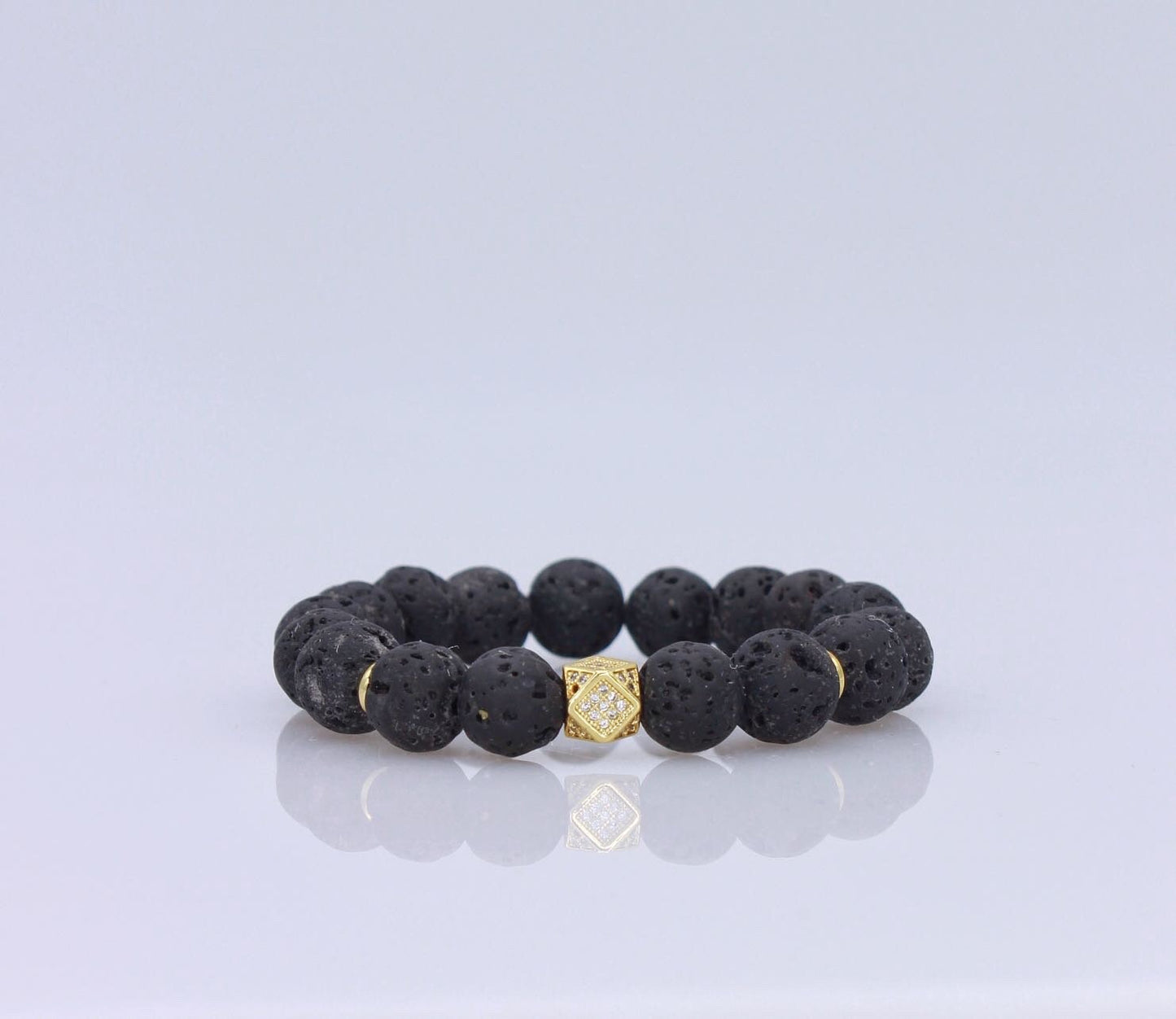 Lava Gemstone Bead Bracelet For Men